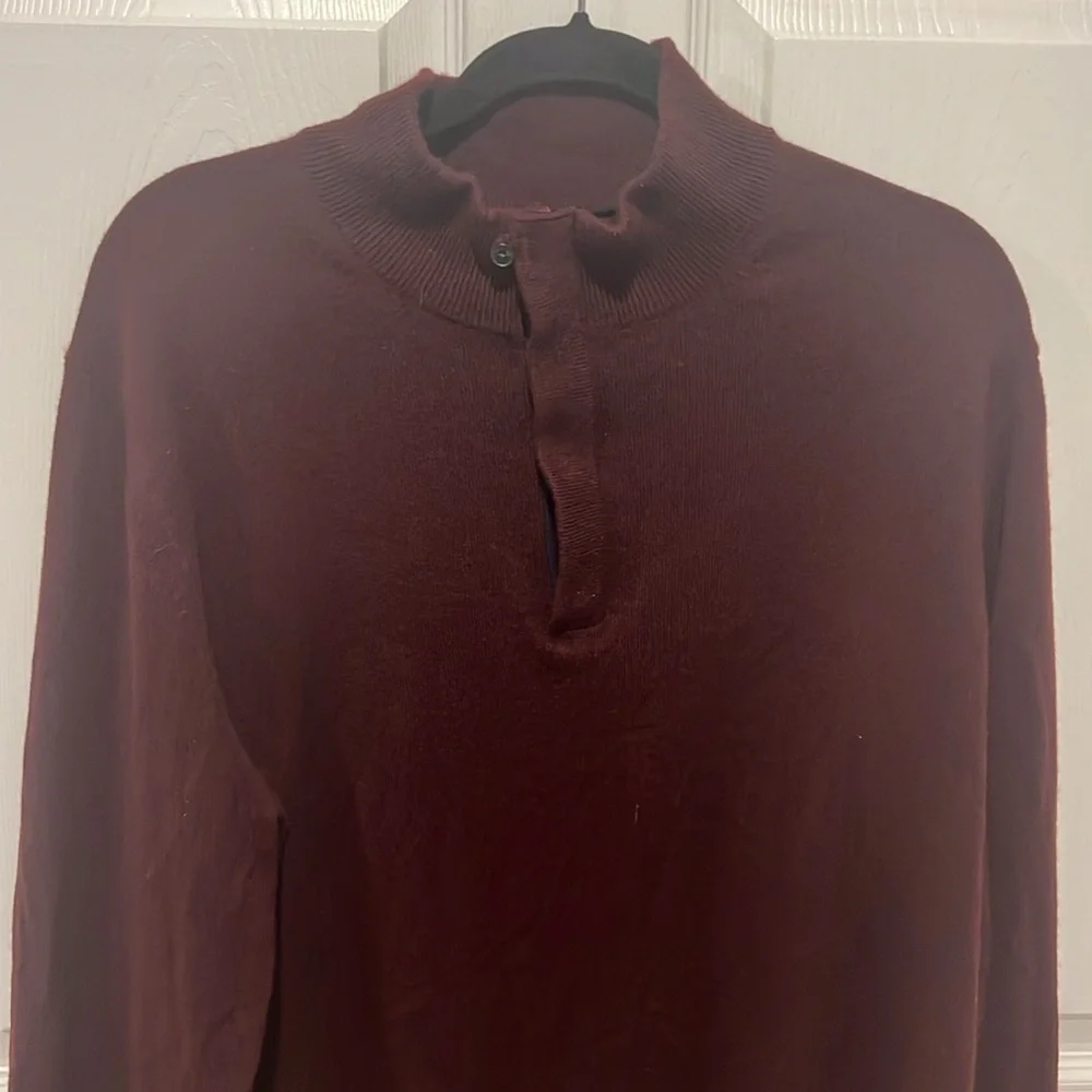 Monte Rosso men’s Italian cashmere maroon 1/4 zip sweater size XL